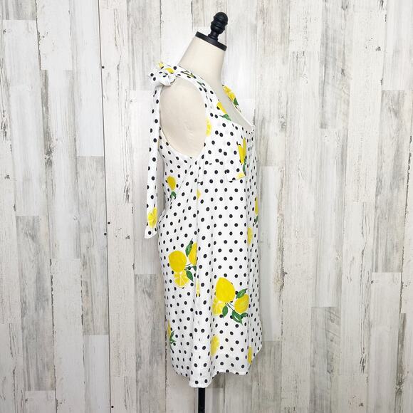Lovers + Friends Womens Jen Dress Size M Lemon Polka Dot Shift Revolve White NWT - Picture 3 of 10